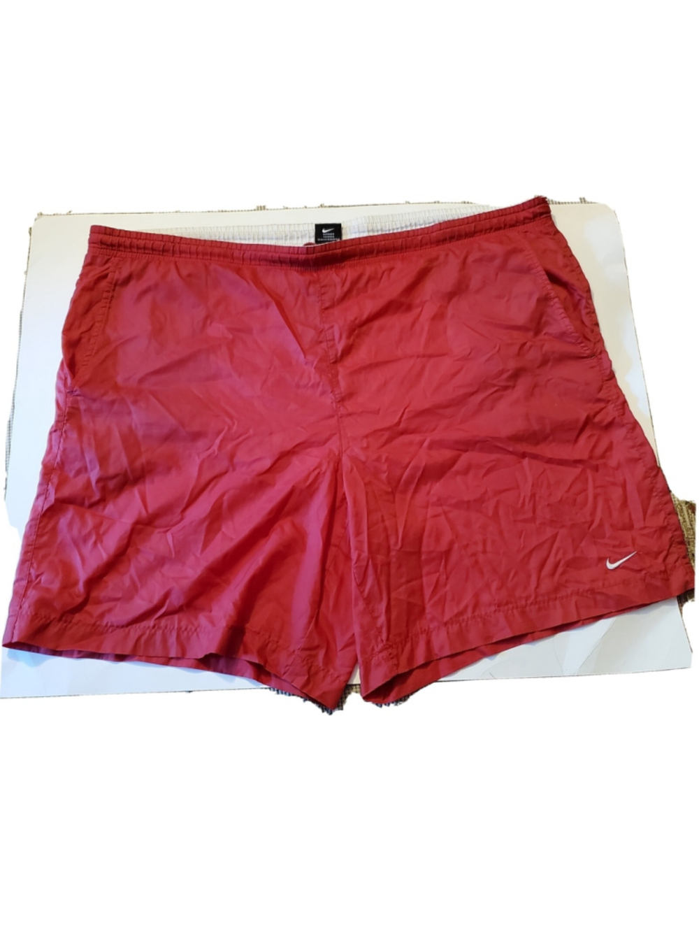 Mens Nike red lined Swim board Shorts size x-large 100% polyester